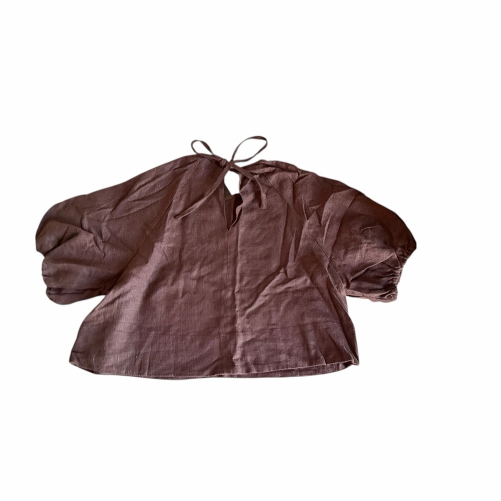 NWT Linen-Blend Crop Top & Drawstring Shorts Set in Chocolate Brown Size Small - Picture 11 of 15